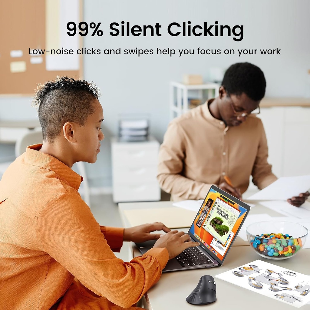 UGREEN 25444 - Vertical Mouse Wireless (Bluetooth 5.0+2.4G) Ergonomic Mouse with 5 Buttons