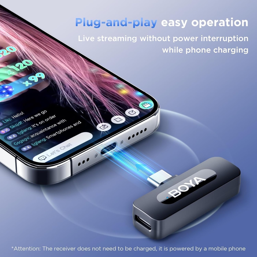 BOYA BY-V20 Ultracompact 2-Person Wireless Microphone System with USB-C Connector for Mobile Devices (2.4 GHz)