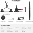 NEEWER Triple Suction Cup Car Mount Kit with 2in1 Extension Pole/Selfie Stick 10103631