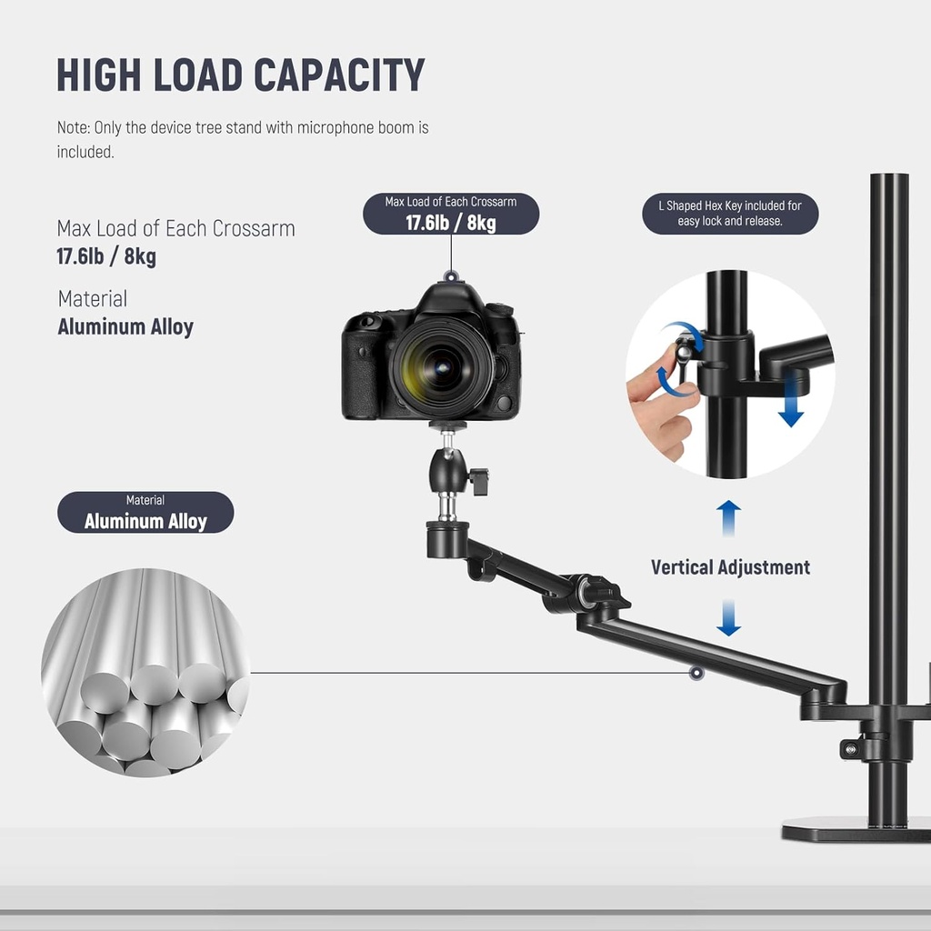 NEEWER Overhead Camera Stand Desk Mount Rig with 4 Boom Arms 10102920
