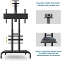 NB North Bayou Mobile TV Cart Rooling TV Stand with Wheels AVA1800-70-1P (Black) for 55" to 86"