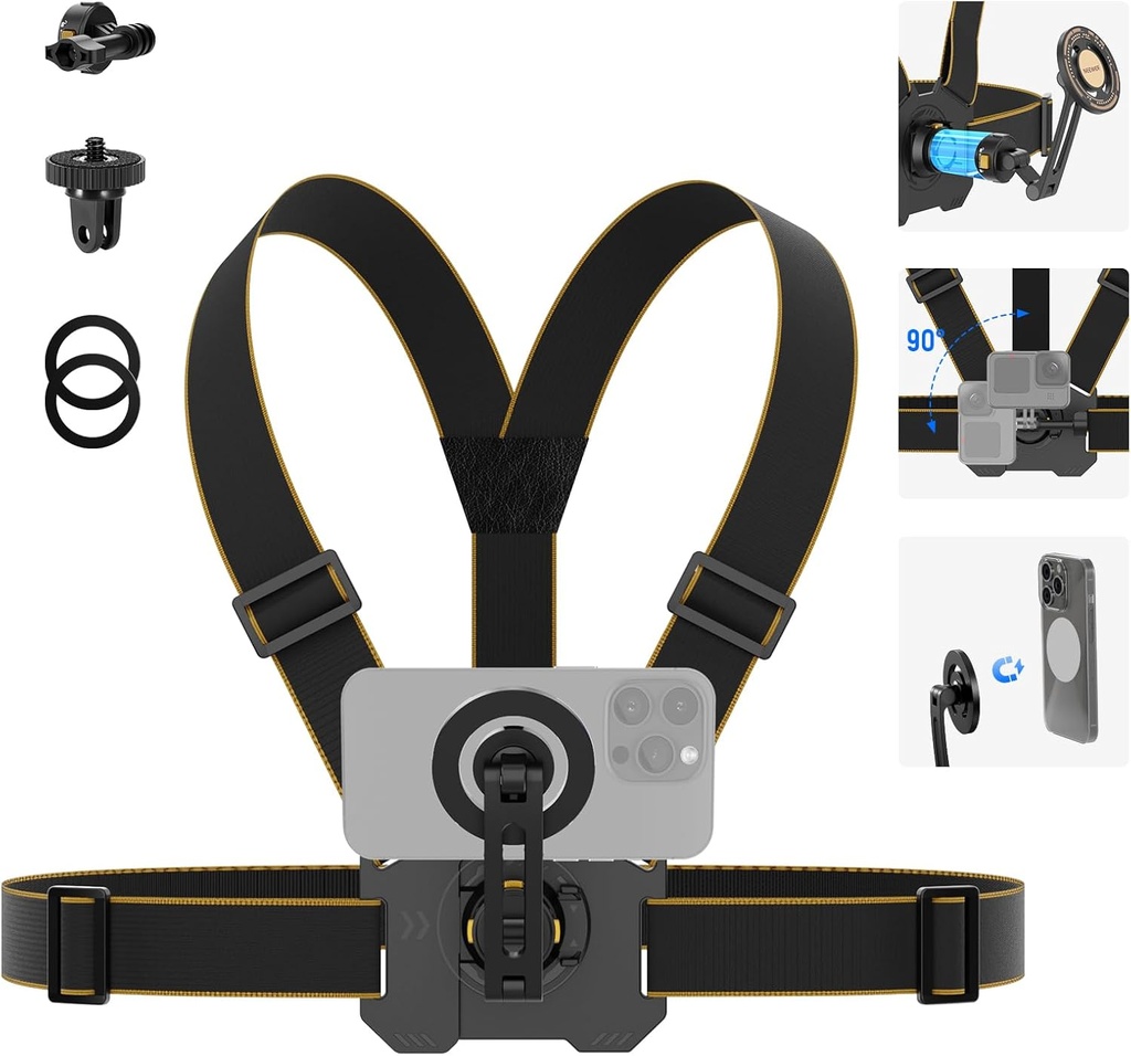 NEEWER CHEST MOUNT HARNESS STRAP WITH MAGNETIC PHONE HOLDER ACTION CAMERA ADPTER 10104182
