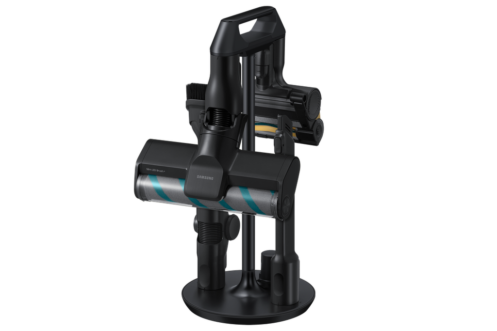 Samsung Vacuum VS80F28DFP/ML (280W suction power, 5 cleaning modes, digital inverter motor, LED brush, auto-cleaning station, HEPA filtration, LCD screen, smart WiFi control, detachable battery, 60 min runtime, Bixby multi-language voice support, washable dustbin, telescopic pipe