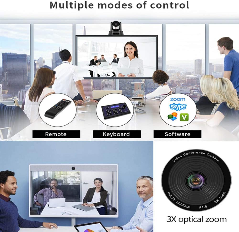 goldensky Conference Room Camera Full HD 1080p USB PTZ Video Conference Camera for Business Meetings Wide Angle More Optical Zoom (10x Optical USB)