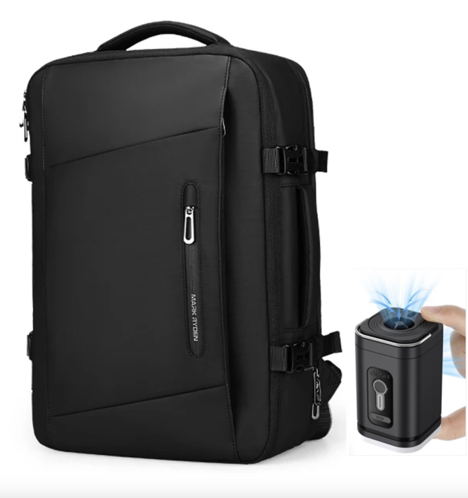 Mark Ryden Vacuum Compression Travel Backpack with Built-in Air Pump & Side Water Bottle Pocket | Lightweight Laptop Bag for Business, College, Camping | Expandable Airpack Design Saves Space 35L