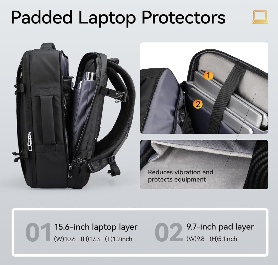 Mark Ryden Vacuum Compression Travel Backpack with Built-in Air Pump & Side Water Bottle Pocket | Lightweight Laptop Bag for Business, College, Camping | Expandable Airpack Design Saves Space 35L