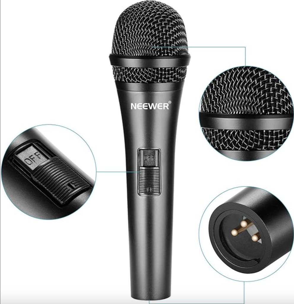 Neewer Cardioid Dynamic Microphone with XLR Male to XLR Female Cable, Rigid Metal Construction for Professional Musical Instrument Pickup, Vocals, Broadcasting, Speech, Black (NW-040)