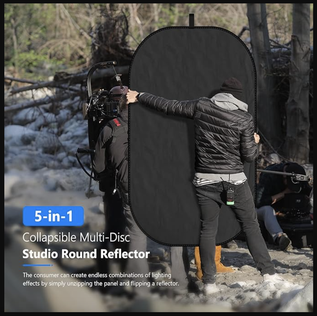 NEEWER 47"x71"/120x180cm Light Reflectors for Photography, Portable 5 in 1 Collapsible Multi Disc with Bag - Translucent, Silver, Gold, Black, White Diffuser for Studio and Outdoor Lighting