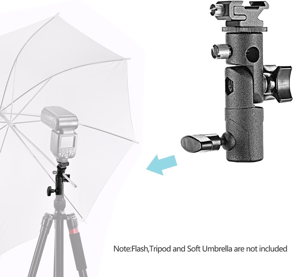Neewer Professional Universal E Type Camera Flash Speedlite Mount Swivel Light Stand Bracket with Umbrella Holder for Canon Nikon Pentax Olympus and Other Flashes, Studio Light, LED Light(2 Pack)