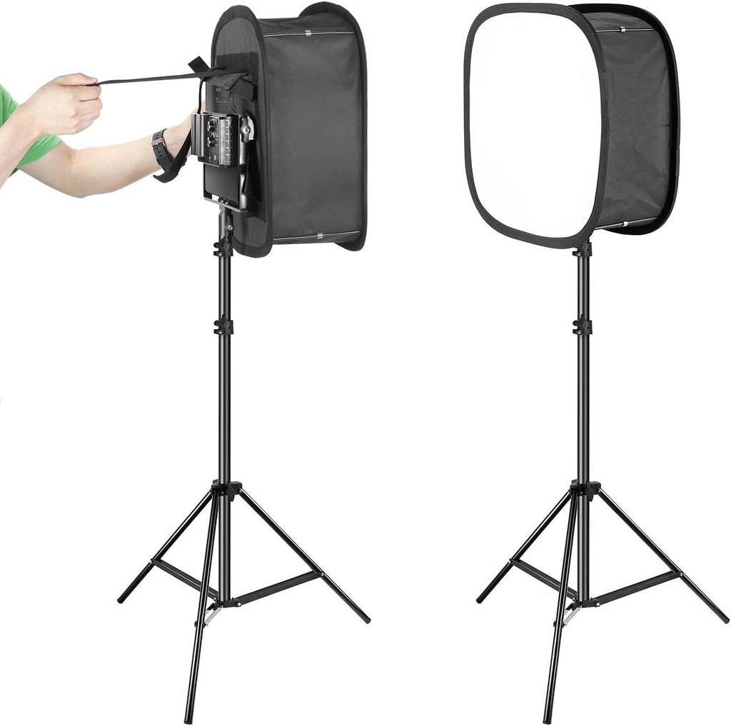 Neewer 2 Pieces Bi-color 660 LED Video Light with Stand and Softbox Kit: (2)3200-5600K CRI96+ Dimmable Light with U Bracket and Barndoor (2)Light Stand (2)Softbox for Studio Photography Video Shooting