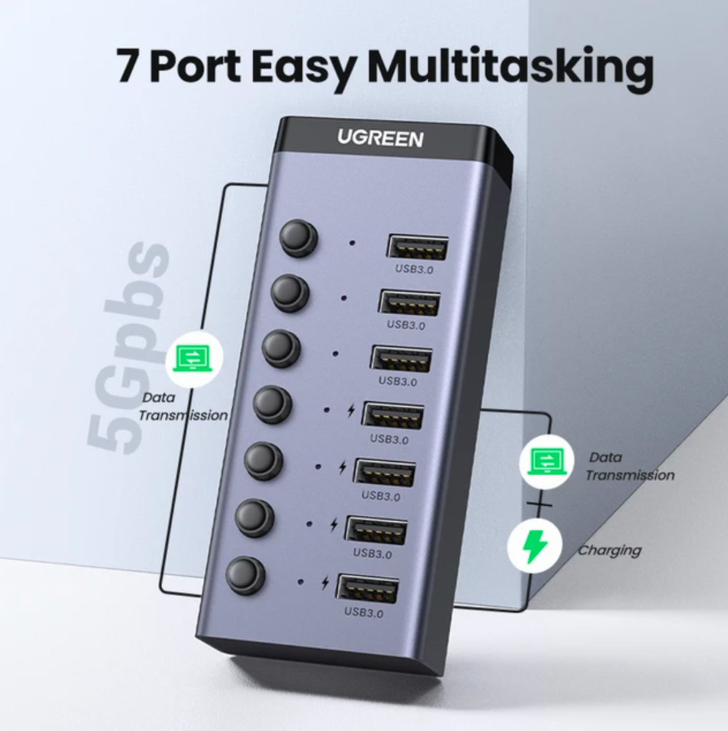 UGREEN USB-C to 7-Port USB-A 3.0 Hub DC 12V EU (90307/CM481)