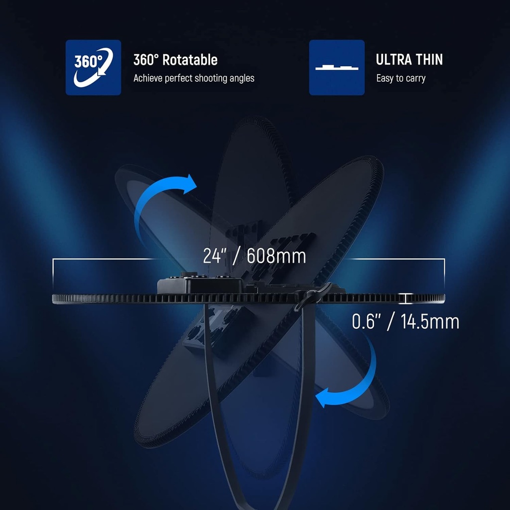 NEEWER Round Panel Video Light with 2.4G & DMX Control, 24 Inch 120 W Bi-Colour Edge Lighting LED Flapjack Light with Bag and 2.4G Remote Control (No Battery), Ultra Soft Fill Light, NL-500ARC