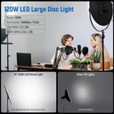 NEEWER Round Panel Video Light with 2.4G & DMX Control, 24 Inch 120 W Bi-Colour Edge Lighting LED Flapjack Light with Bag and 2.4G Remote Control (No Battery), Ultra Soft Fill Light, NL-500ARC