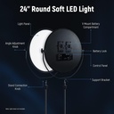 NEEWER Round Panel Video Light with 2.4G & DMX Control, 24 Inch 120 W Bi-Colour Edge Lighting LED Flapjack Light with Bag and 2.4G Remote Control (No Battery), Ultra Soft Fill Light, NL-500ARC