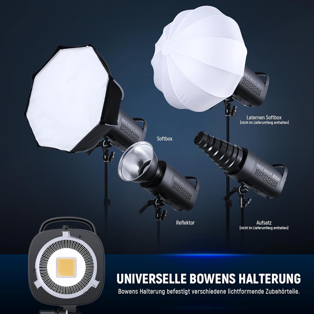 NEEWER CB100 100W LED Video Light, 5600K Bowens Holder COB Continuous Light Set with Stand, Softbox, CRI 97+, TLCI 97+ 11000Lux/m with 2.4G Remote Control for Videos, Weddings, Outdoor Recordings,