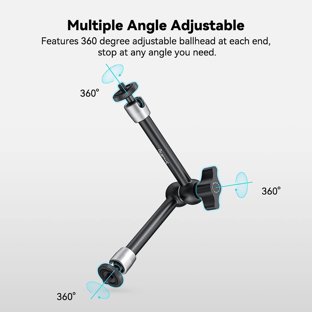 SmallRig 9.5 inch Adjustable Articulating Magic Arm with Both 1/4" Thread Screw for LCD Monitor/LED Lights - 2066B