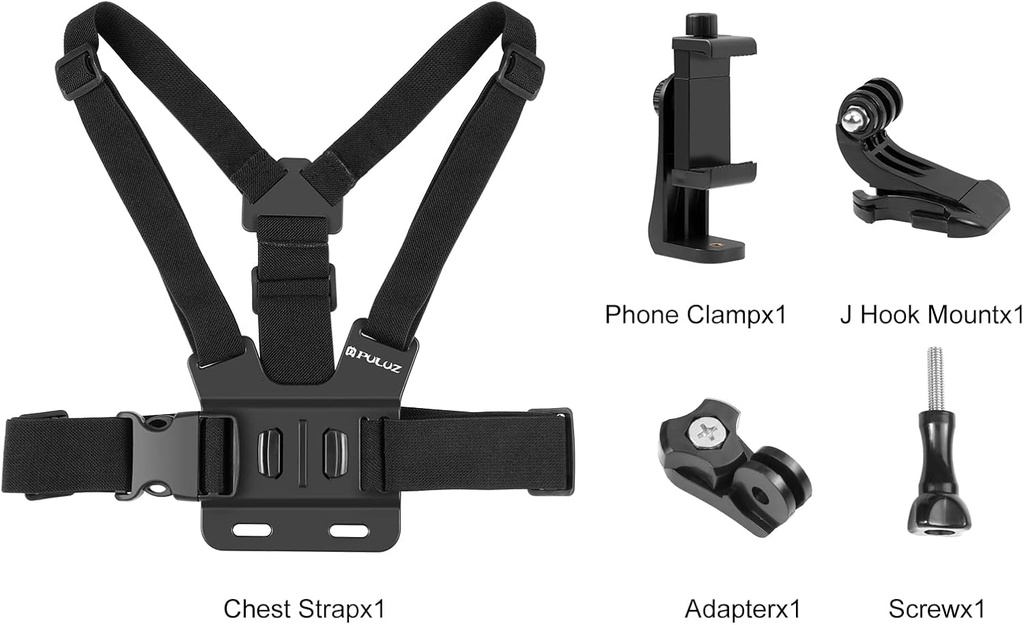 Puluz PU905 PU26 Chest Strap Kit for GoPro & Cell Phone Chest Mount, Adjustable Body Mount Belt for POV/VLOG