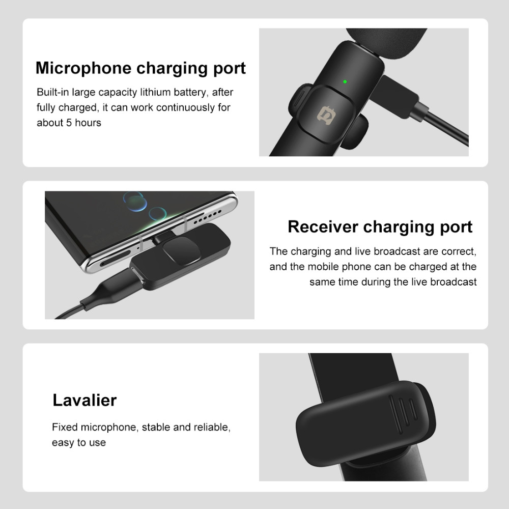 PULUZ PU3151B WIRELESS LAVALIER NOISE CANCELING MICROPHONES AND RECEIVER (2X MIC + 1X RECEIVER) FOR ALL ANDROID DEVICES