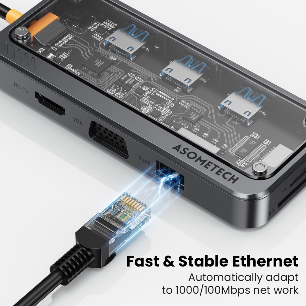 4K 5GB USB C Hub Dock Station Type C To HDMI-Compatible Ethernet Port RJ45 PD 100W Adapter For Macbook USB 3.0 Hub Laptop Tablet