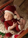 Newborn Photography Clothing Mohair Christmas Hat+Jumpsuit 2Pcs/set Studio Infant Photo Prop Accessories Santa Costume Outfits