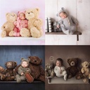 Newborn Photography Clothing Mohair Bear Ear Hat+Jumpsuits 2Pcs/set Studio Baby Photo Prop Accessories Knitted Clothes Outfits