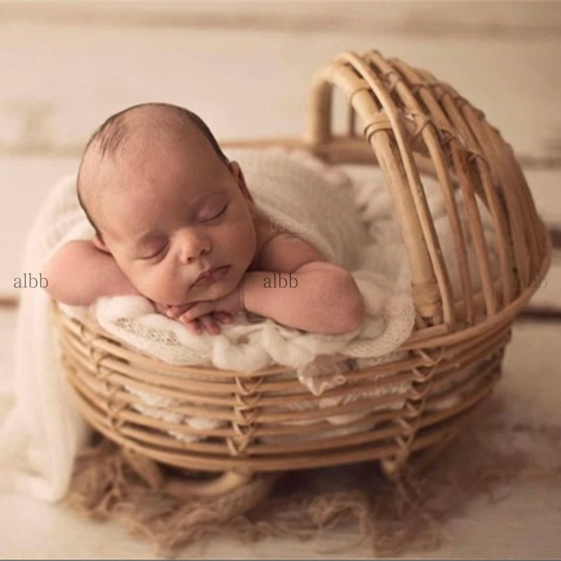 Newborn Photography Props Handmade Rattan Bamboo Chair Bed Photography Prop Studio Posing