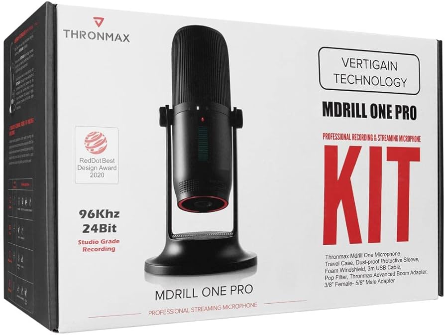 THRONMAX MDrill One Pro USB Microphone (Jet Black)  96 kHz / 24-Bit Resolution USB Mic