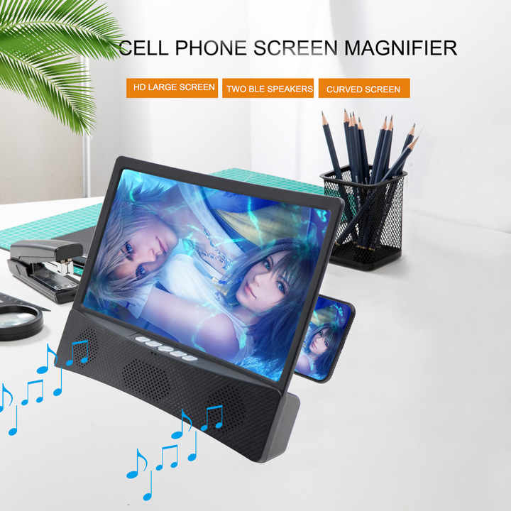 12 inch 3D Cell phone screen Magnifier pantalla amplificadora Double Portable Bluetooth speaker