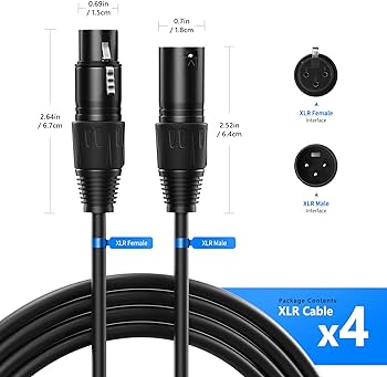 Neewer 6.5 Ft/2 M Audio and light Cable Wires with 3-Pin Signal XLR Male to Female(40087133)