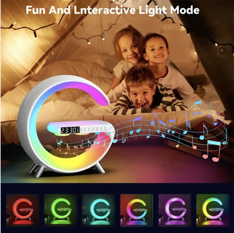 G Speaker Lamp - APP Control 3 in 1 Multi-Function Bluetooth Speaker With Wireless Charging, 256RGB Light and Alarm Clock