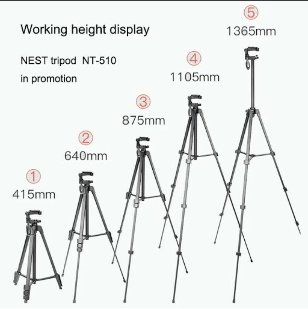 Nest Tripod NT510 / NT-510 Camera Camcorder Professional With Mobile Holder & Remote Tripod - Black