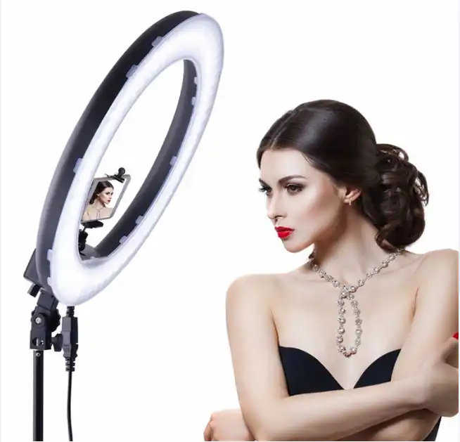 RL-20A 20 inch LED Ring Light Photographic Lighting Makeup Mirror Ring Lamp Bi-color 3200K-5500K Video Annular lamp with Tripod