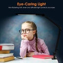 Desk Lamp with Clamp | Swing Arm Desk Light | Eye Caring Table Lamp, Dimmable, 6 Color Modes