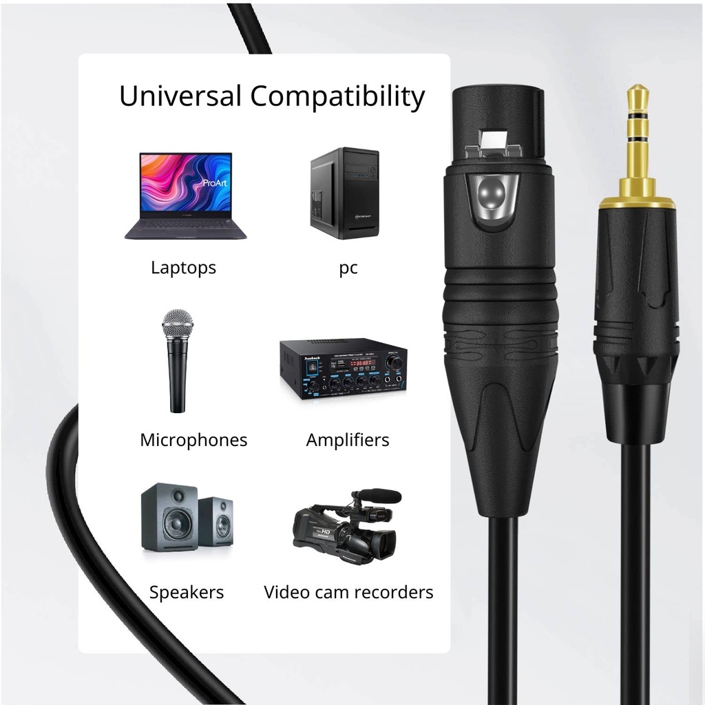 Female XLR to AUX/3.5mm Male TRS Audio Cable 3M