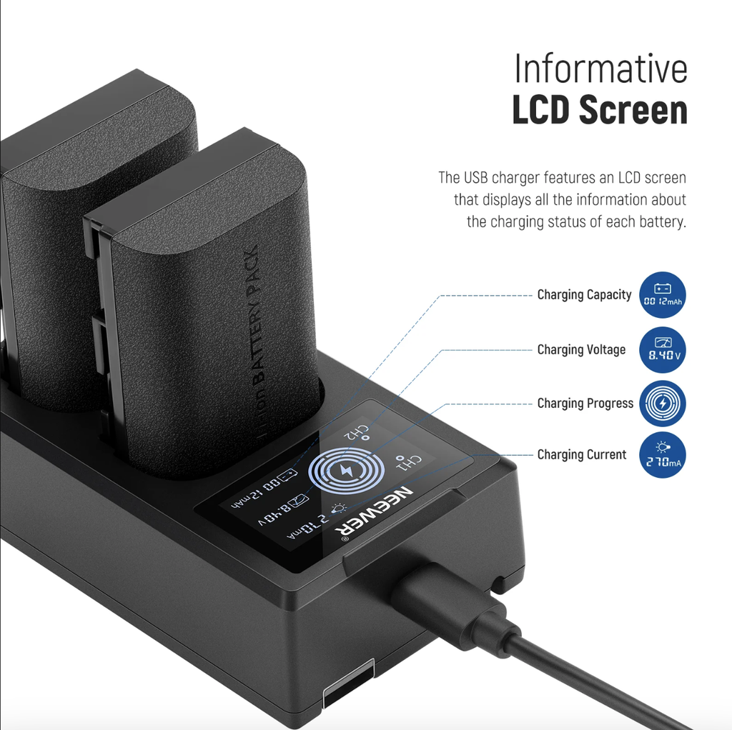 NEEWER 2-Pack NP-FW50 Replacement Battery Charger Set - NEEWER