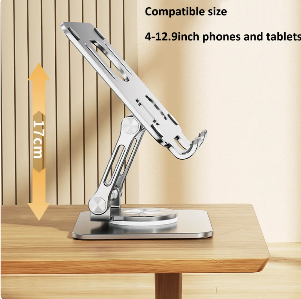 360° Rotation Stand for iPad, Adjustable Holder,Aluminum