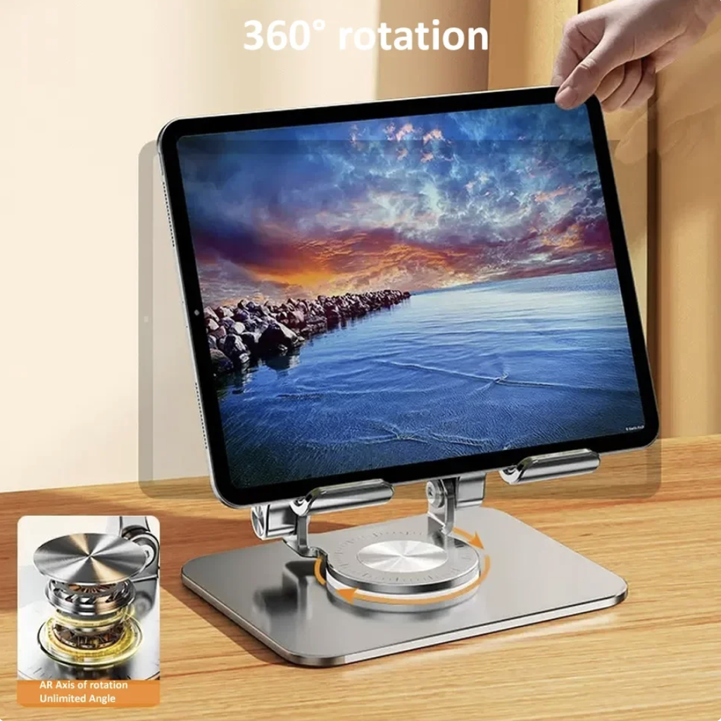 360° Rotation Stand for iPad, Adjustable Holder,Aluminum