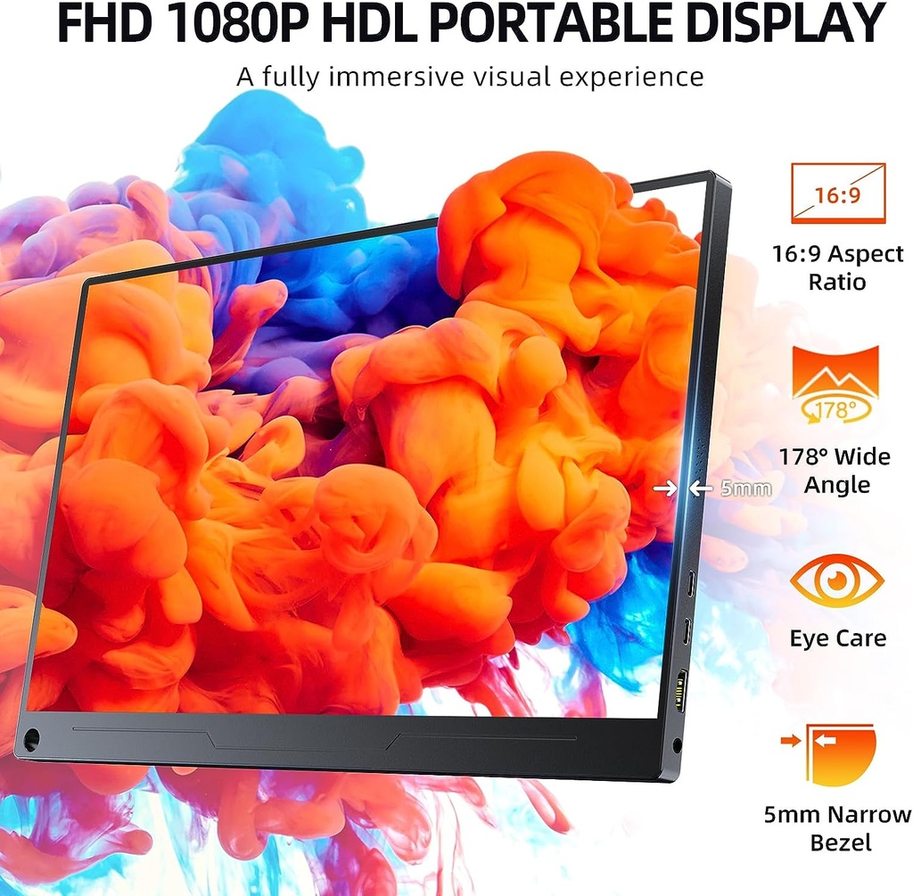 UPERFECT 15.6Inch LCD Monitor Ultrathin 1080P IPS FHD USB Type C Dispaly