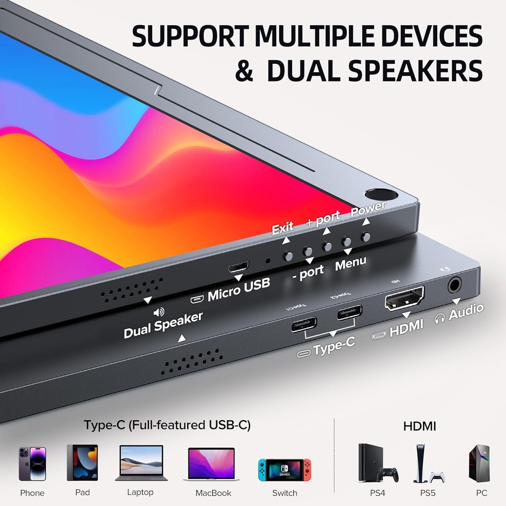 UPERFECT 15.6Inch LCD Monitor Ultrathin 1080P IPS FHD USB Type C Dispaly