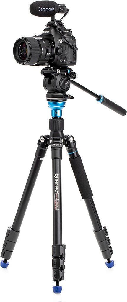 Benro Aero 2 PRO Aluminum Travel Video Tripod, Converts to Monopod, Flip Leg Locks, Leveling Column and S2PRO Video Head (A1883FS2PRO)