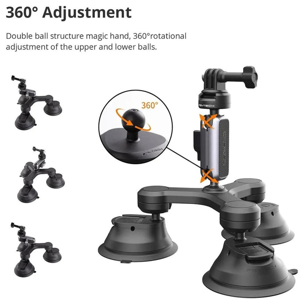 PGYTECH Caplock Three Arm Suction Cup Mount