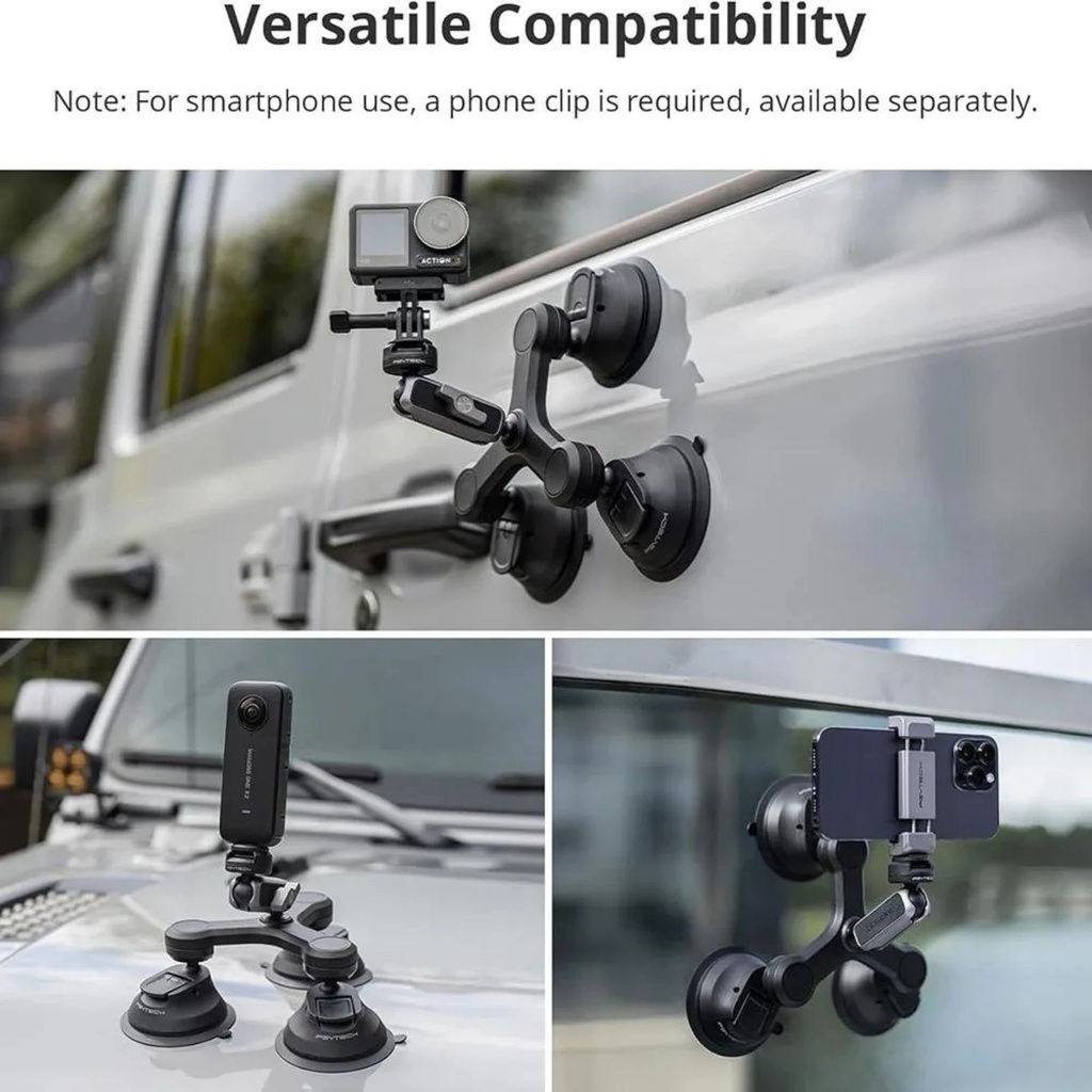 PGYTECH Caplock Three Arm Suction Cup Mount