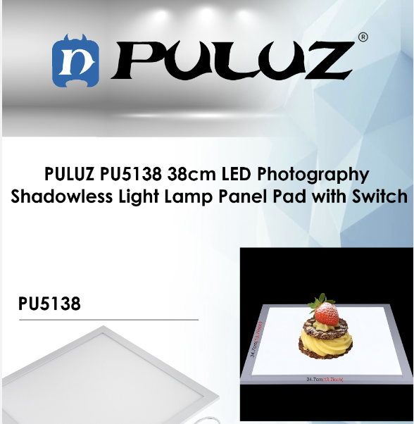 PULUZ PU5138 38cm LED Photography Shadowless Light Lamp Panel Pad with Switch