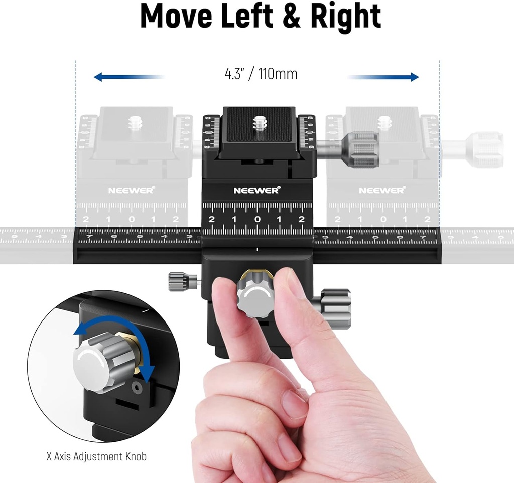 NEEWER 4-Way Macro Focusing Rail Slider with Quick Release Plate