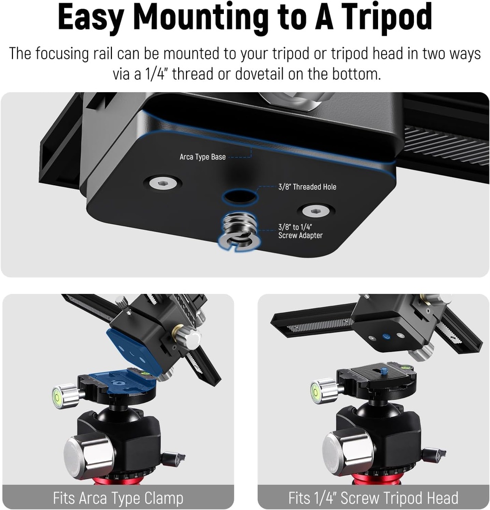 NEEWER 4-Way Macro Focusing Rail Slider with Quick Release Plate