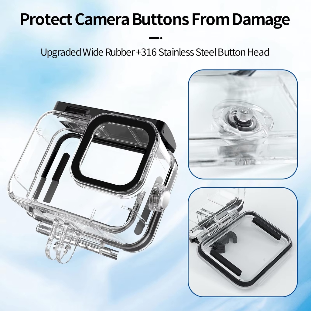 TELESIN Waterproof Case For GoPro Hero ( 9 10 11 12 ) Underwater Diving Housing Cover