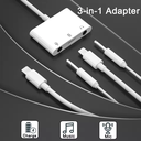 Lightning to Microphone Audio Adapter Support Dual 3.5mm Headphones Jack 3 in 1 Audio In and Out No Need APP