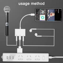 Lightning to Microphone Audio Adapter Support Dual 3.5mm Headphones Jack 3 in 1 Audio In and Out No Need APP