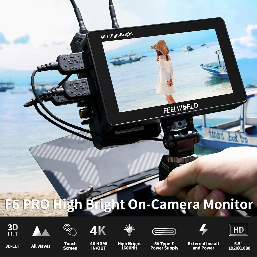 FEELWORLD F6 Pro 5.5inch Touch Screen 4K HDMI 3D-LUT On-Camera Field Monitor