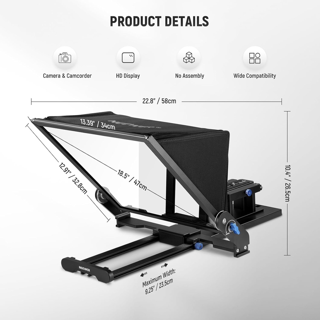 NEEWER X17 II Teleprompter with RT113 Remote/App Control, 17" HD Beam Splitter, Full Metal Frame 10102850